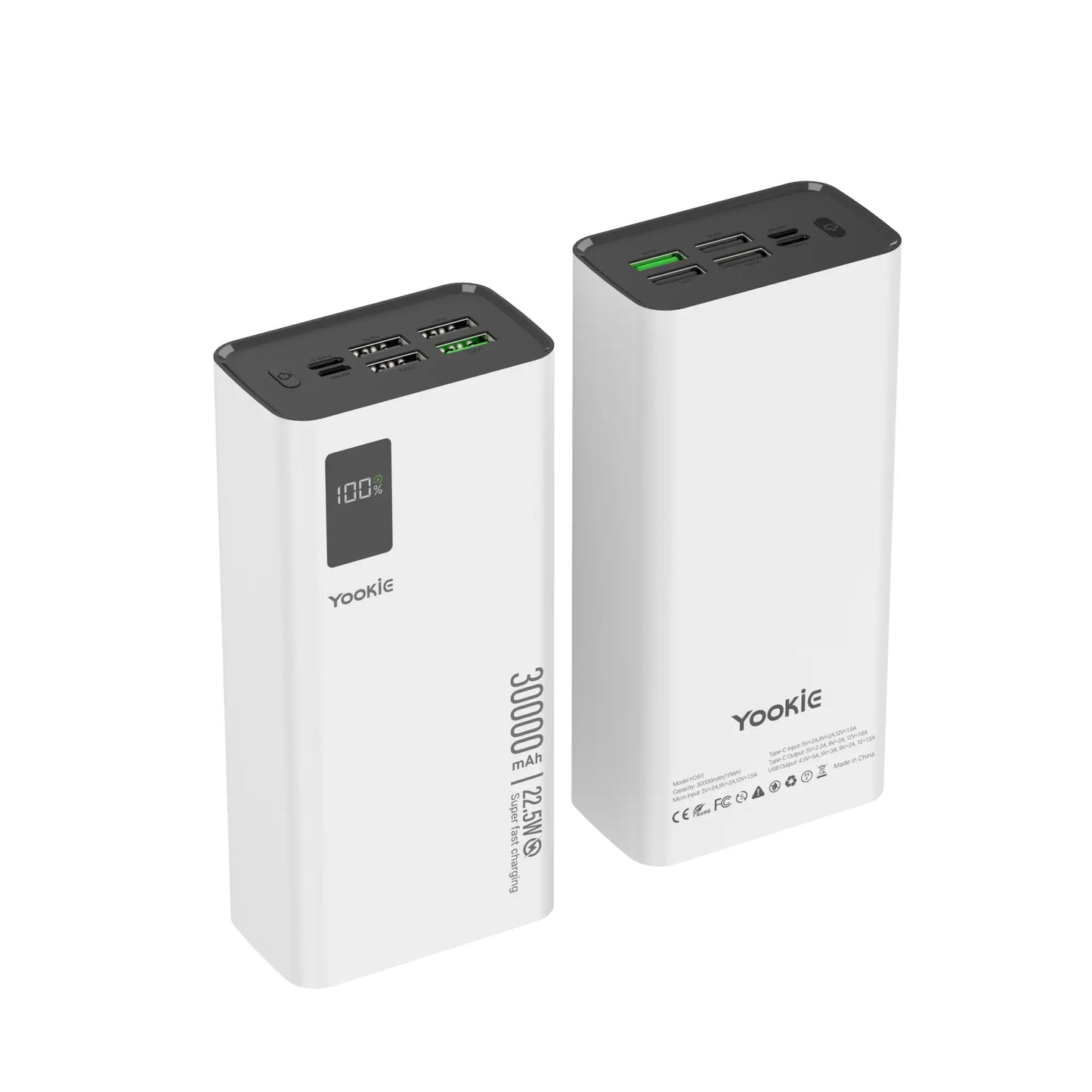 Power Bank Yookie YO93 | 30000mAh Carga Rápida