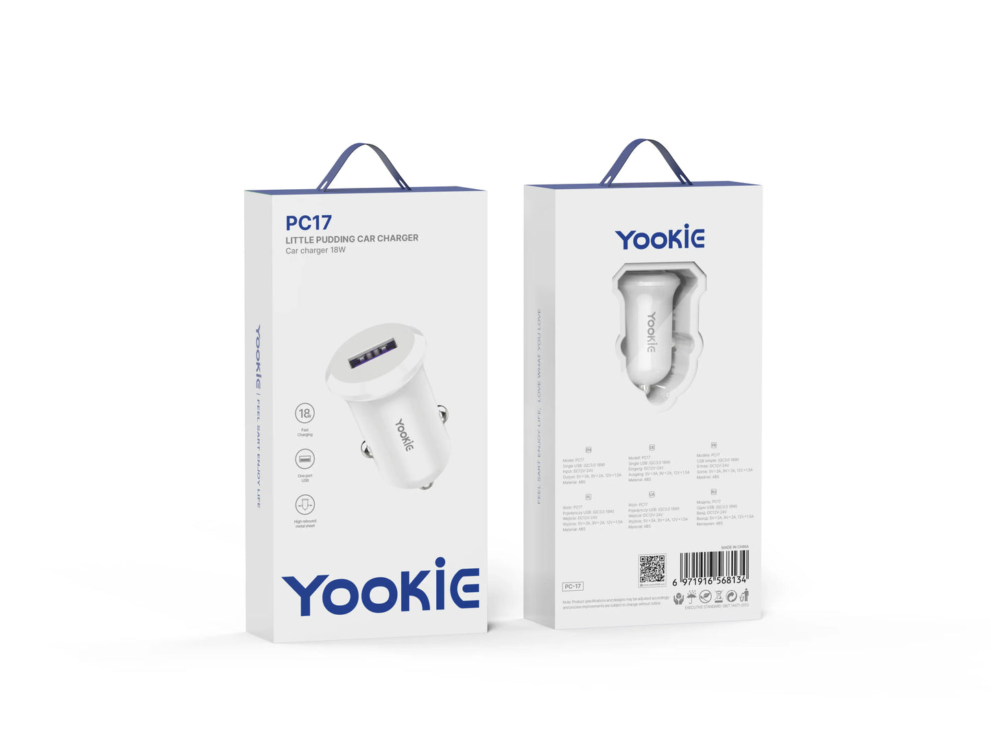 Cargador carga rápida para carro | YooKiE PC17 18W