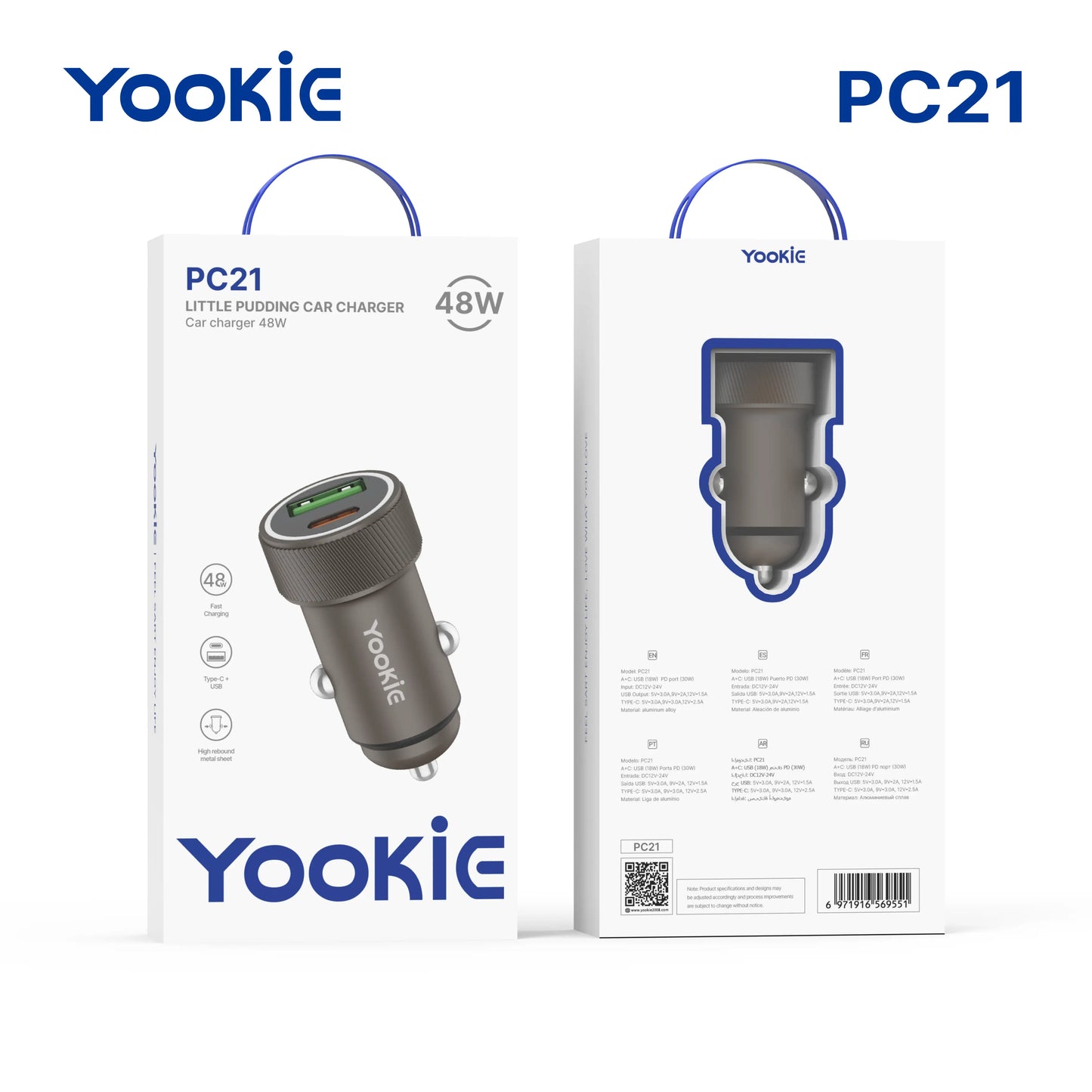 Cargador carga rápida de carro | YooKiE PC21 48W