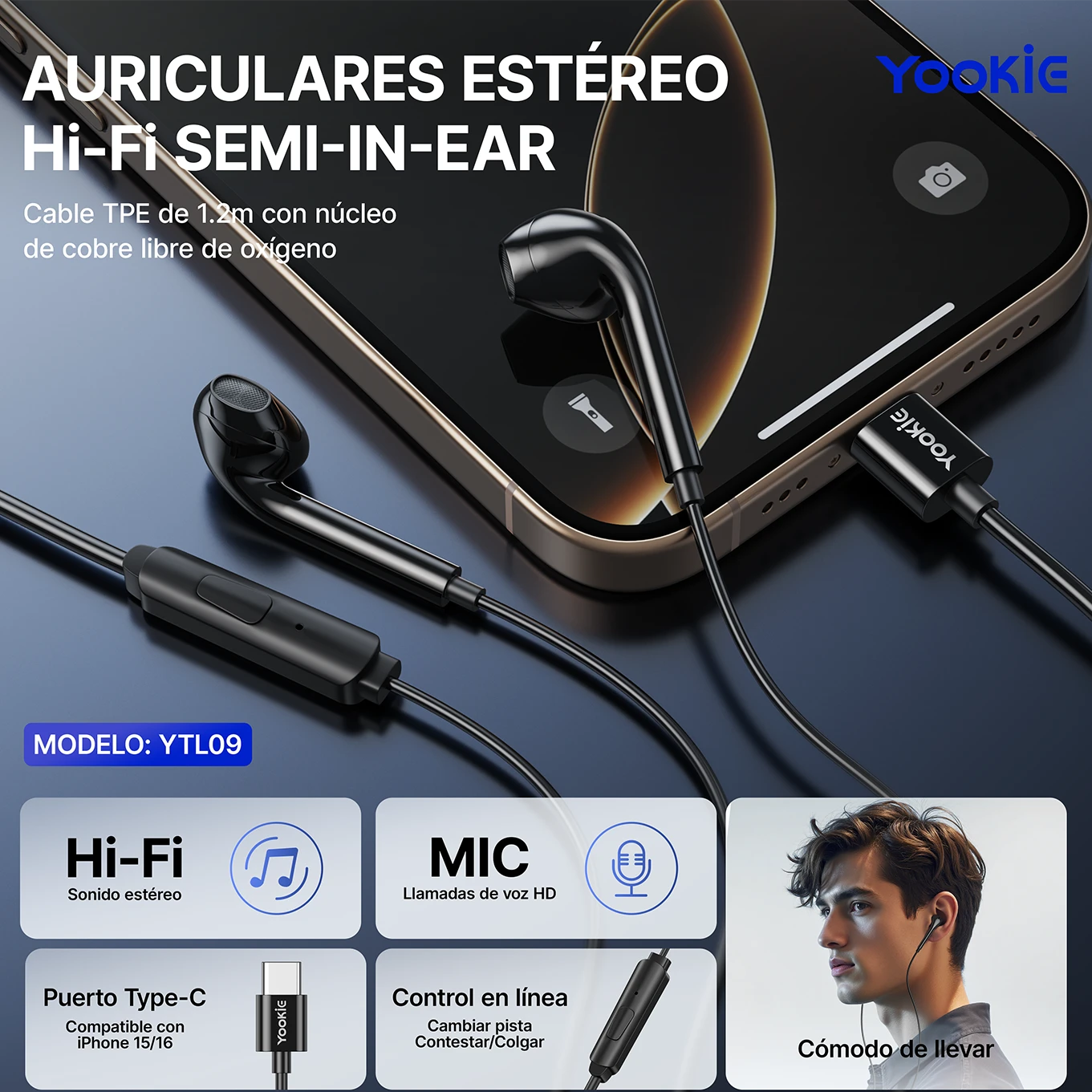 Audifonos tipo C | Yookie YTL09